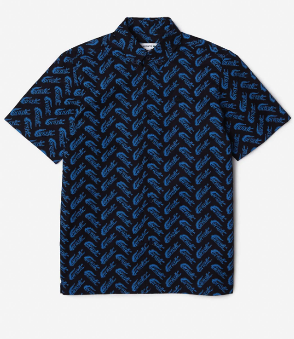 Lacoste Boys Patterned Navy Blue Shirt