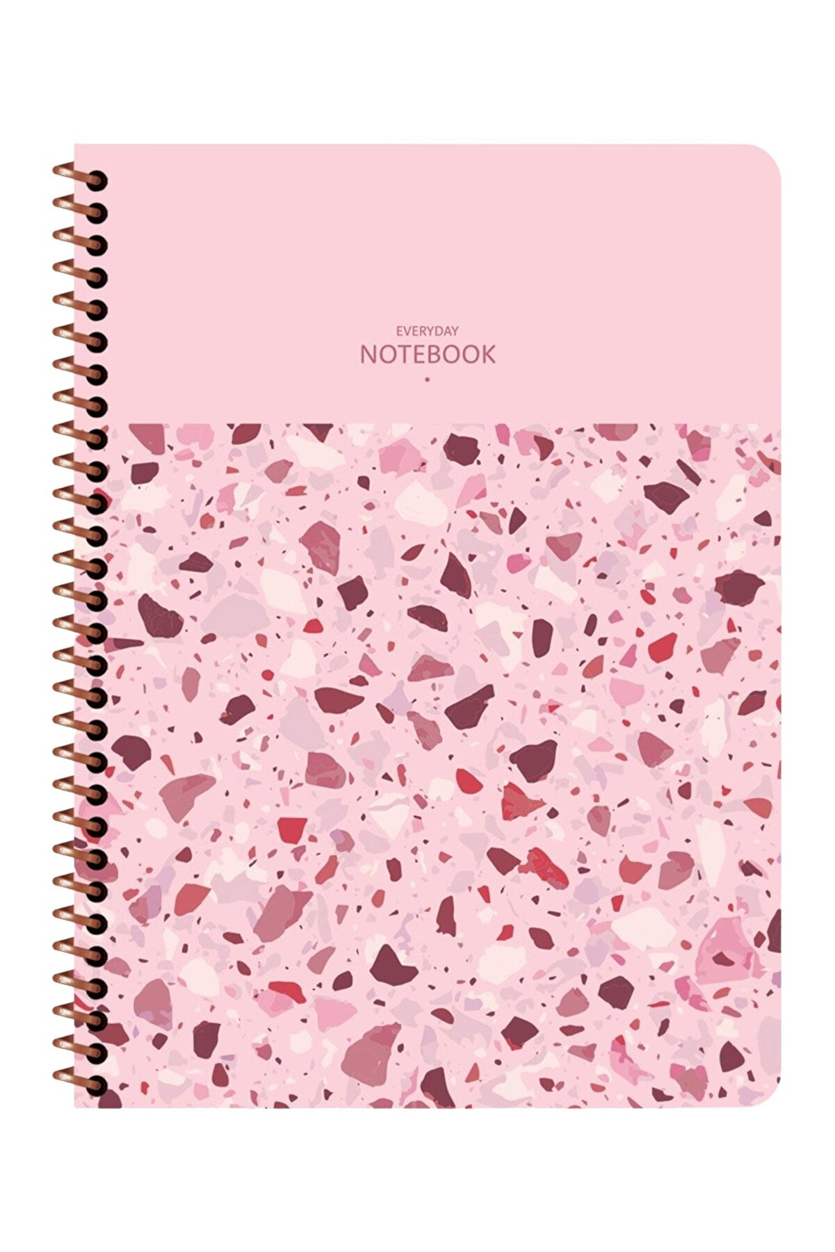 Keskin Color, Spiral-Bound, 16x22 CM, 80 Pages, Plastic Cover, Ruled Notebook, 60 GSM White Pages, Terrazzo Design.