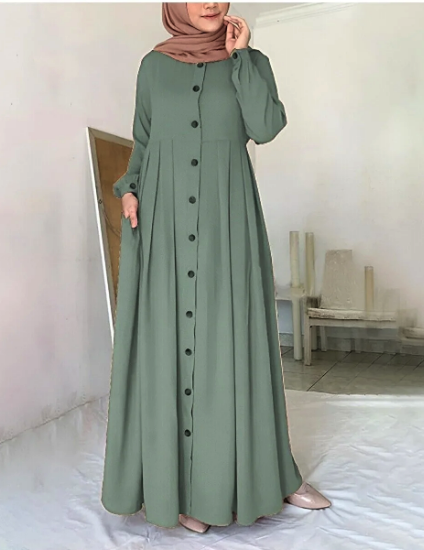 FREE CARGO Mothermood Linen Daily Summer Full Length Hijab Women's Dress mm1a391khaki
