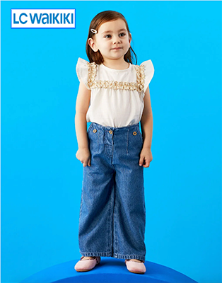 Girls' basic elasticated waist jeans