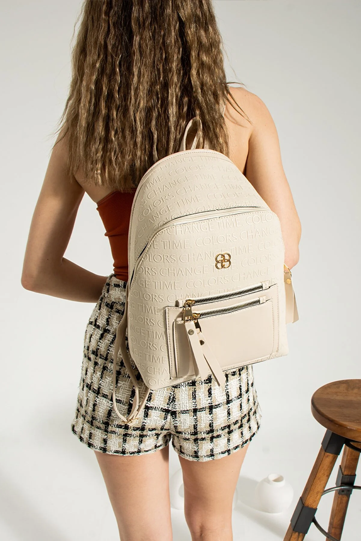 Exquisite Patterns: besmoda's Stylish Backpack with Front Pocket