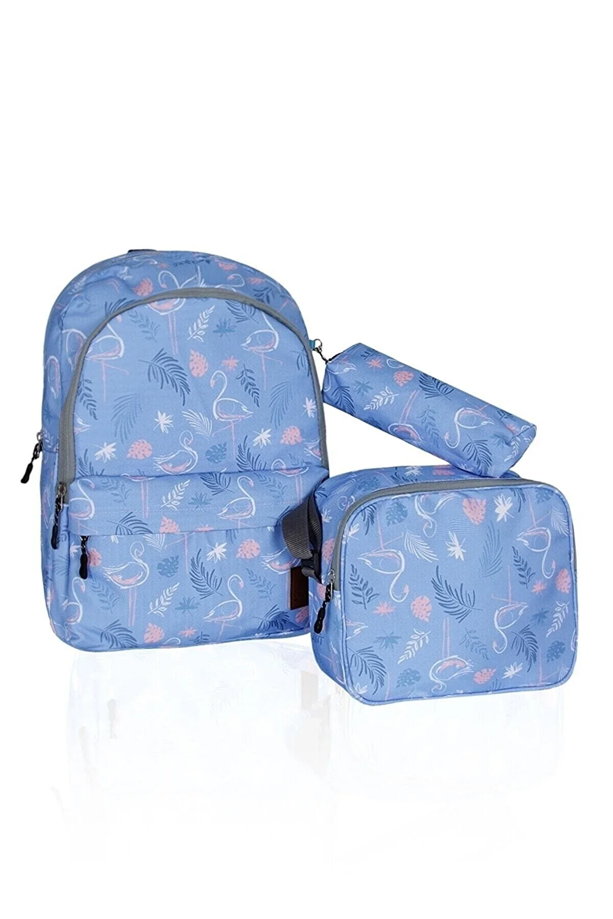 Linerias Flamingo Patterned Triple Primary School Bag Set LNRCAN