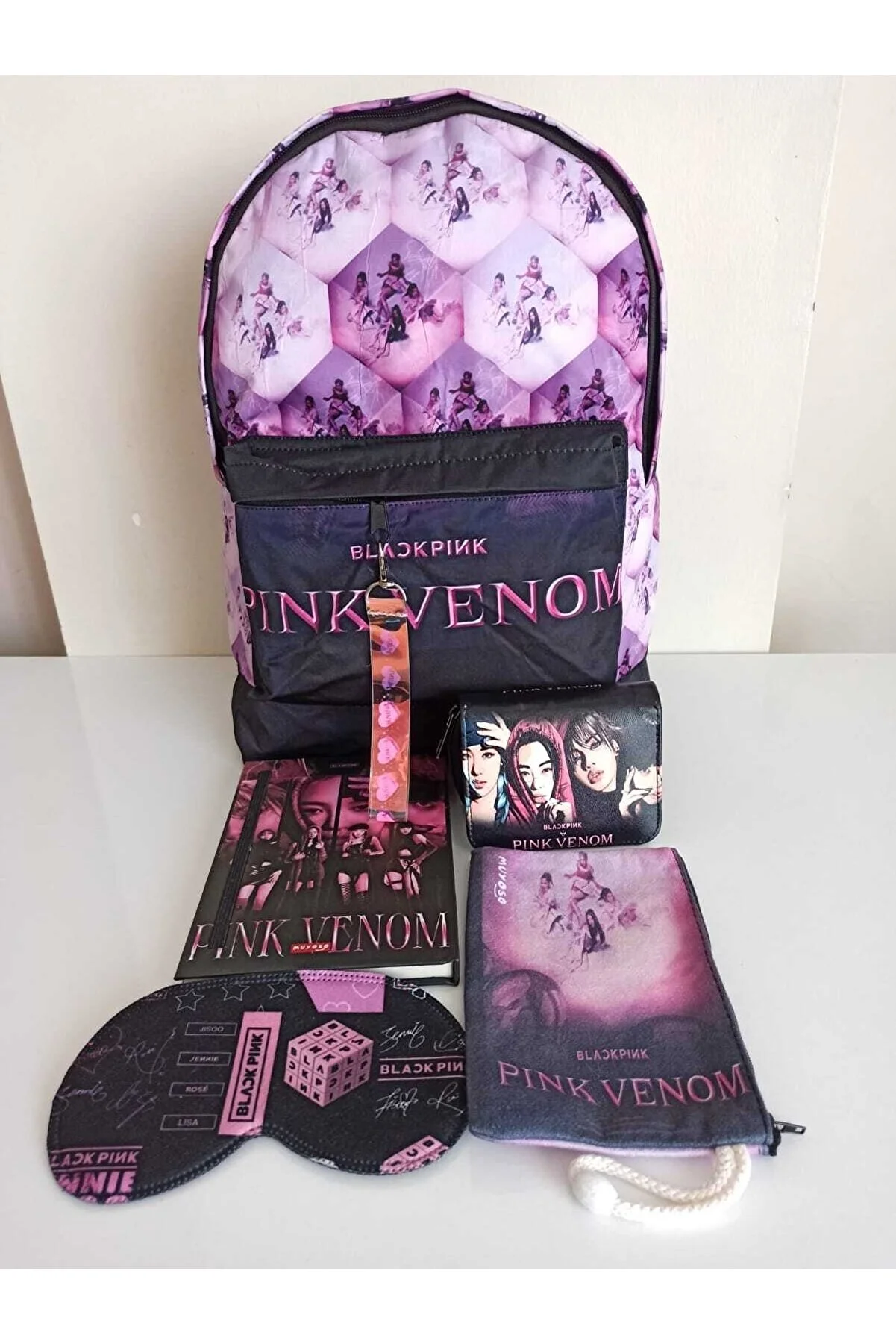 Alanç Gift Black Pink Venom Printed School Backpack and Gift Set