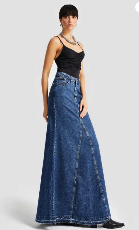its basic  Women's Blue Color Maxi Length Denim Skirt