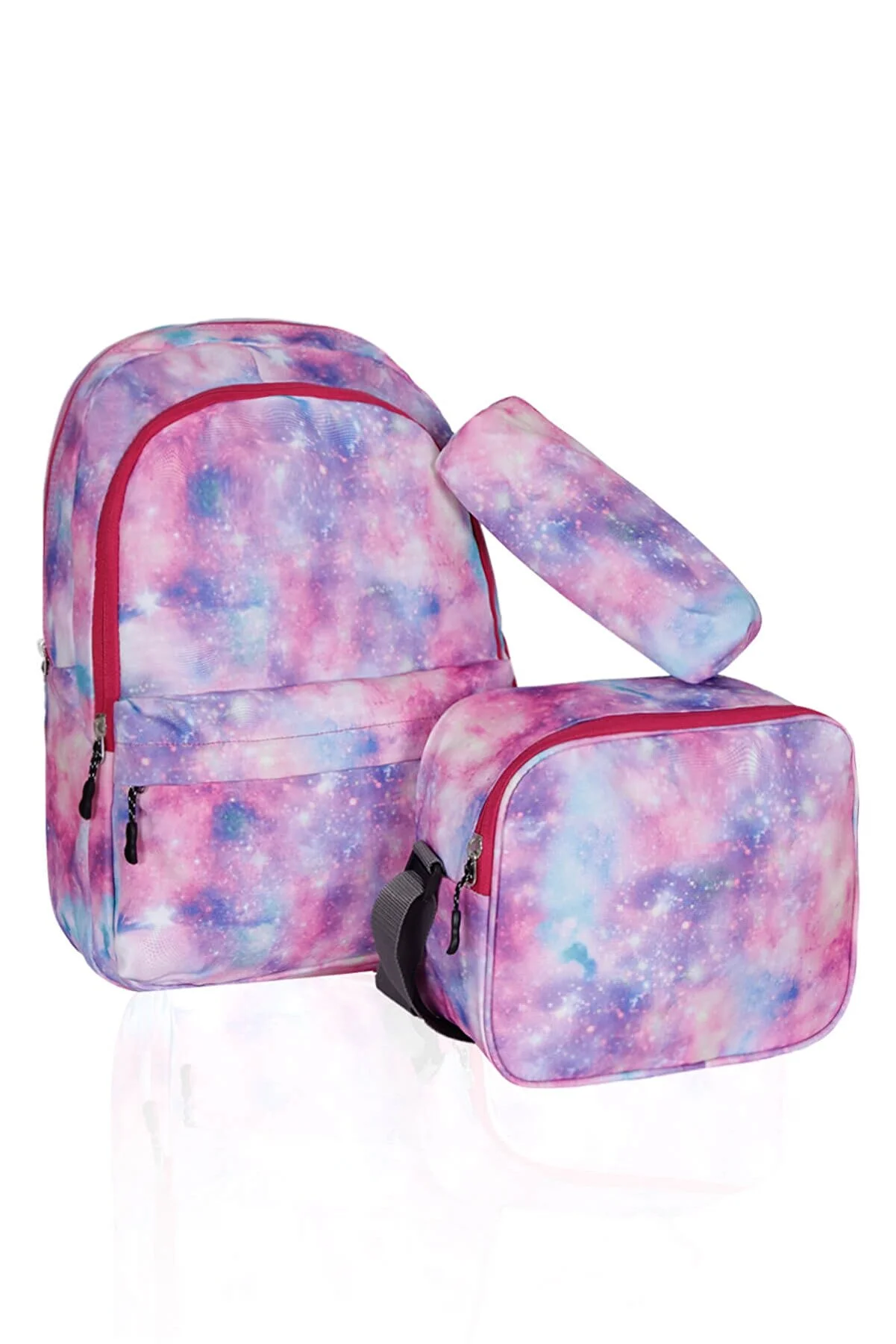 Linerias Pink Batik Patterned Triple Primary School Bag Set LNRCAN