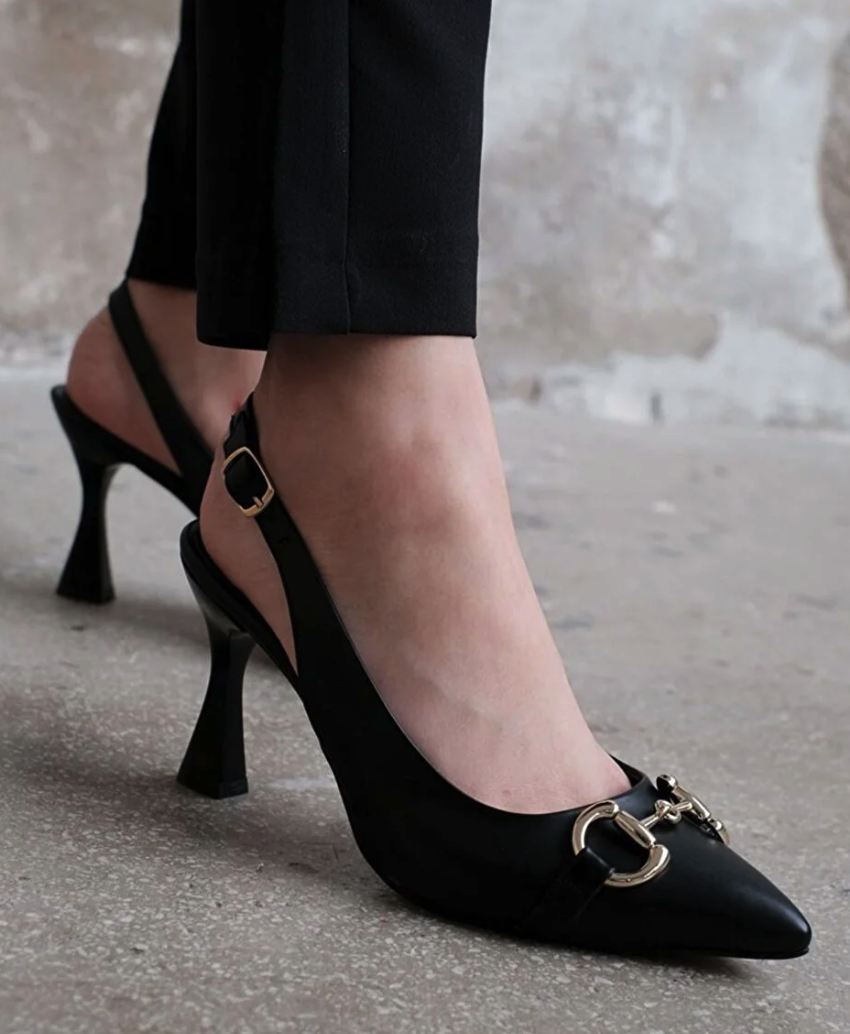 sovrana Gold Buckle Detailed Heeled Shoes