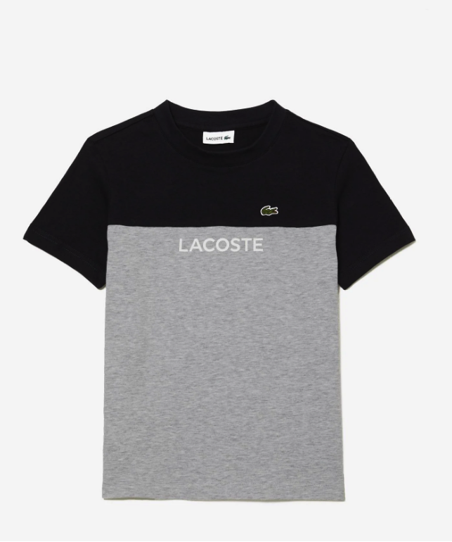 Lacoste Çocuk Bisiklet Yaka Renk Bloklu Gri T-Shirt