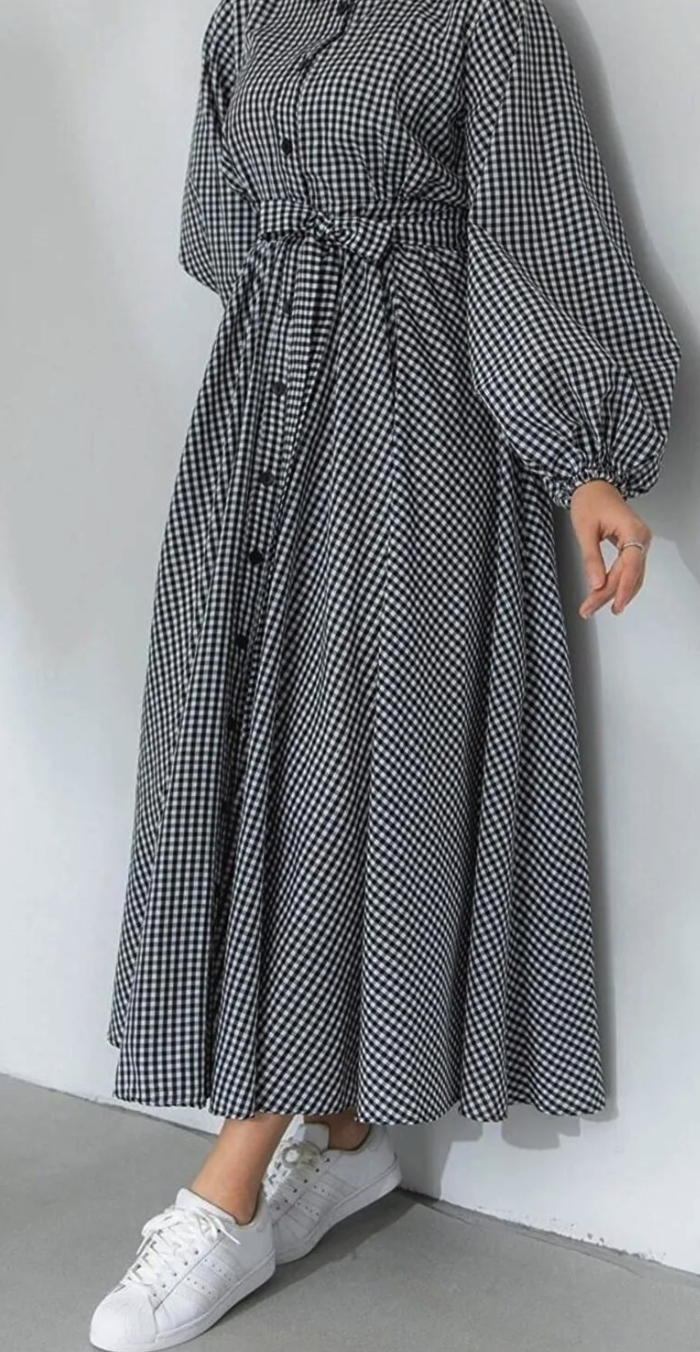 moda periy Women Modest Basic Button Down Summer Casual Style  Hijab Dress