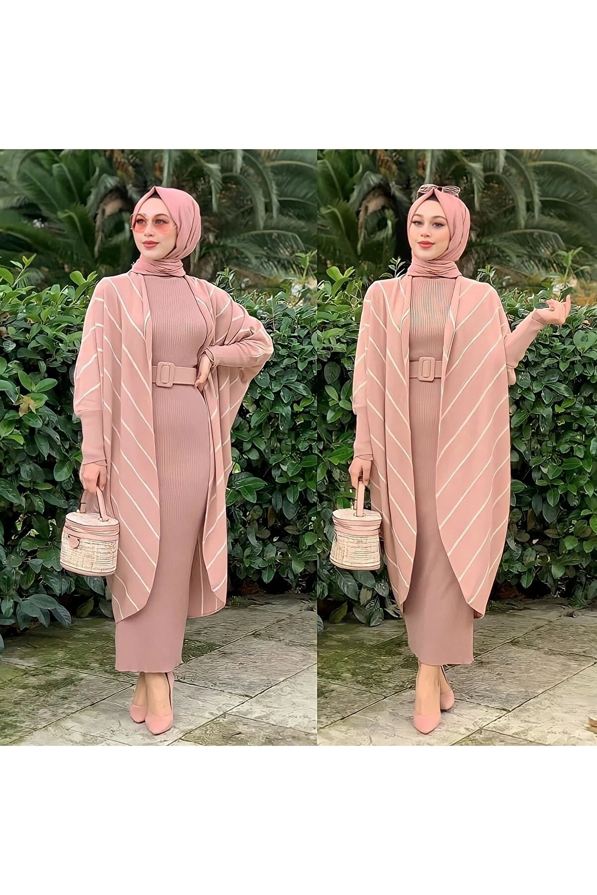 Fashion Knit Fabric Cardigan and Dress Two-Piece Knit Suit ekeke7hhıhh9ep3m